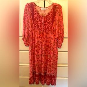 Petal & Pup floral Boho rayon dress with tassel neck ties Ladies size 8